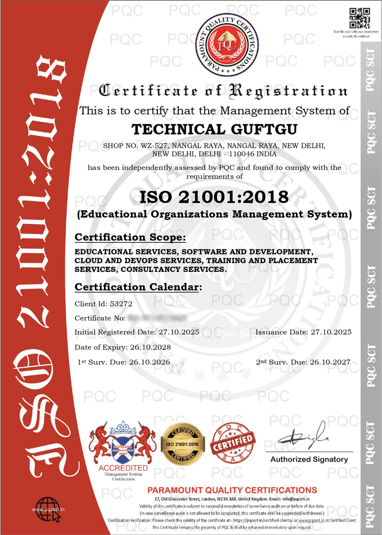 ISO 21001:2018 Certified ISO 21001:2018 Certified